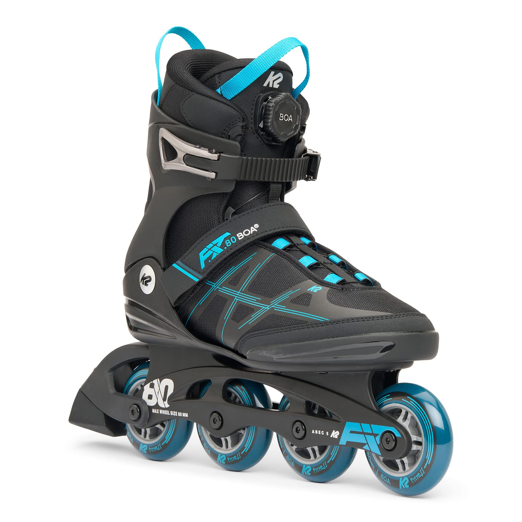 K2 F.I.T. 80 BOA Black/Blue Mens Inline Skates - Black/Blue / 9.5