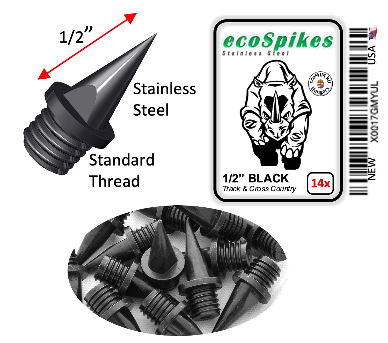 Ecospikes Stainless Steel Track And Cross Country Spikes (3/8'' Gold, 100X)
