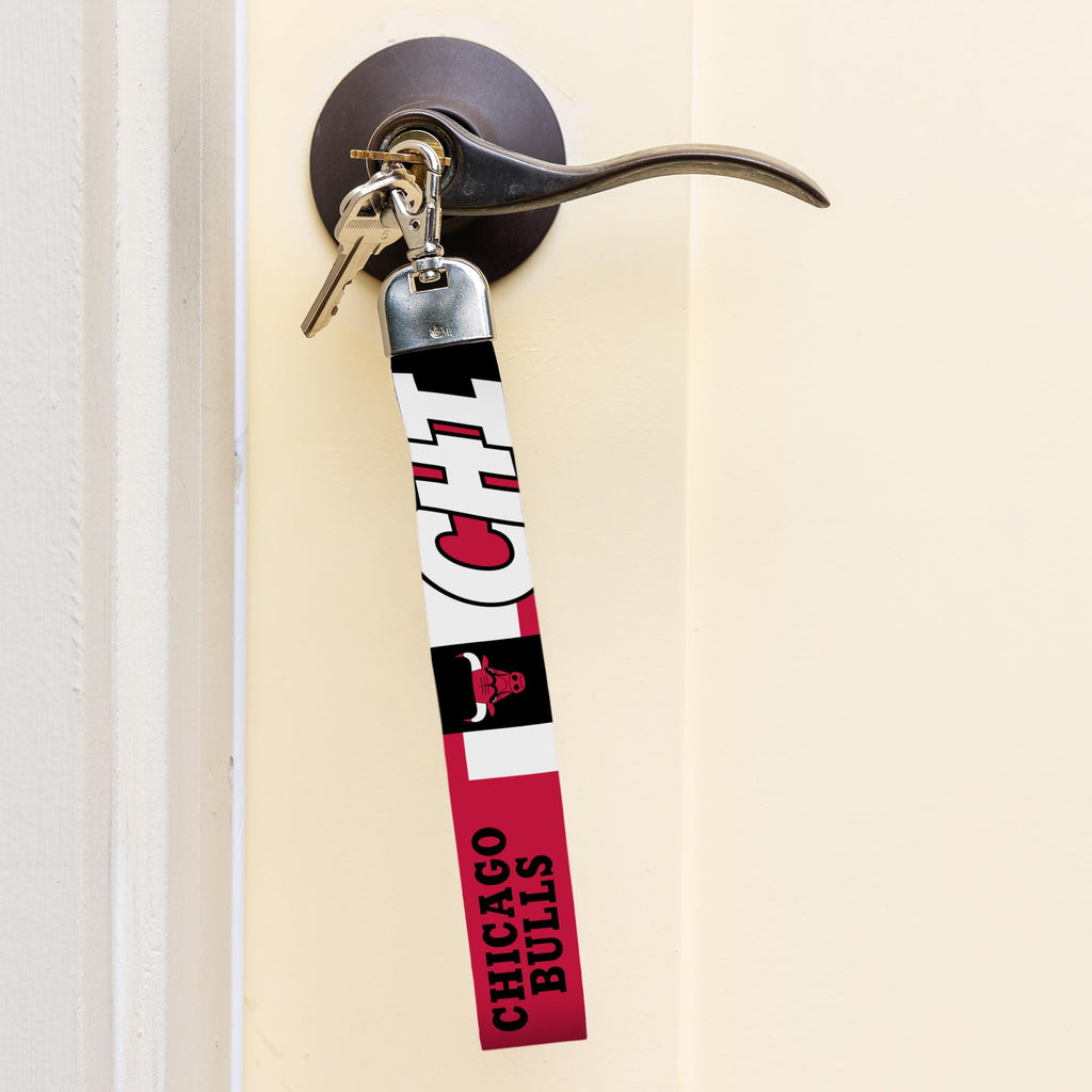 Rico Industries Nba Basketball Chicago Bulls Wrist Lanyard Key Chain, Cute Wristlet Strap Keychain Holder For Women Men Car Keys
