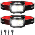Blukar LED Headlamp Rechargeable,2000L Super Bright Headlight with Motion Sensor -Dimmable Brightness,8 Modes,Spotlight&Floodlig