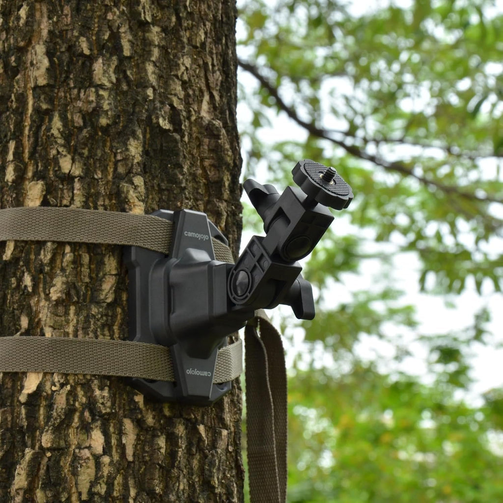 Camojojo Trail Cameras Mounting Bracket With 1/4 -20 Threaded Insert 360Rotating Adjustable Holder For Outdoor Hunting Gear Acce