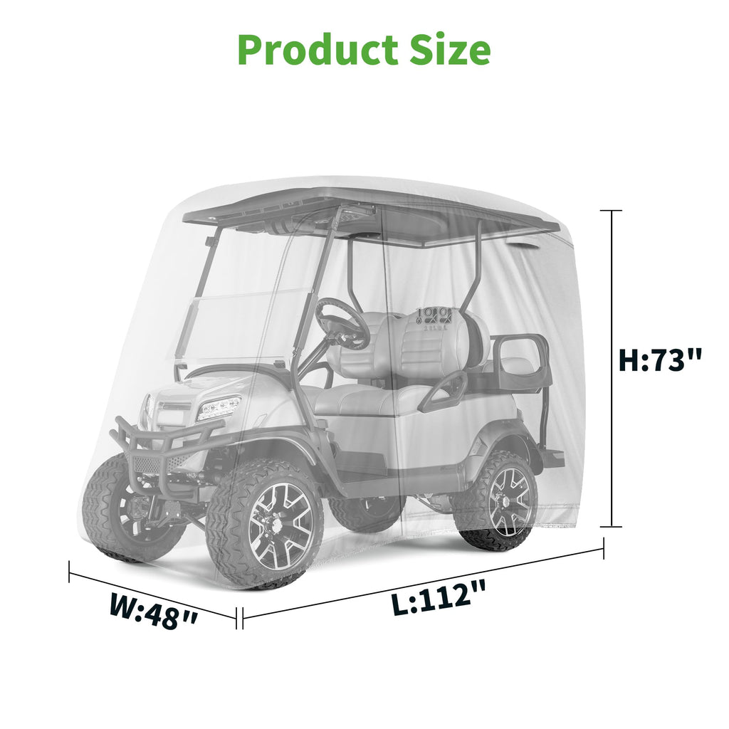 10L0L Universal 2-4 Passenger Golf Cart Cover For Ezgo, Club Car And Yamaha, Waterproof Sunproof And Durable, Silver White