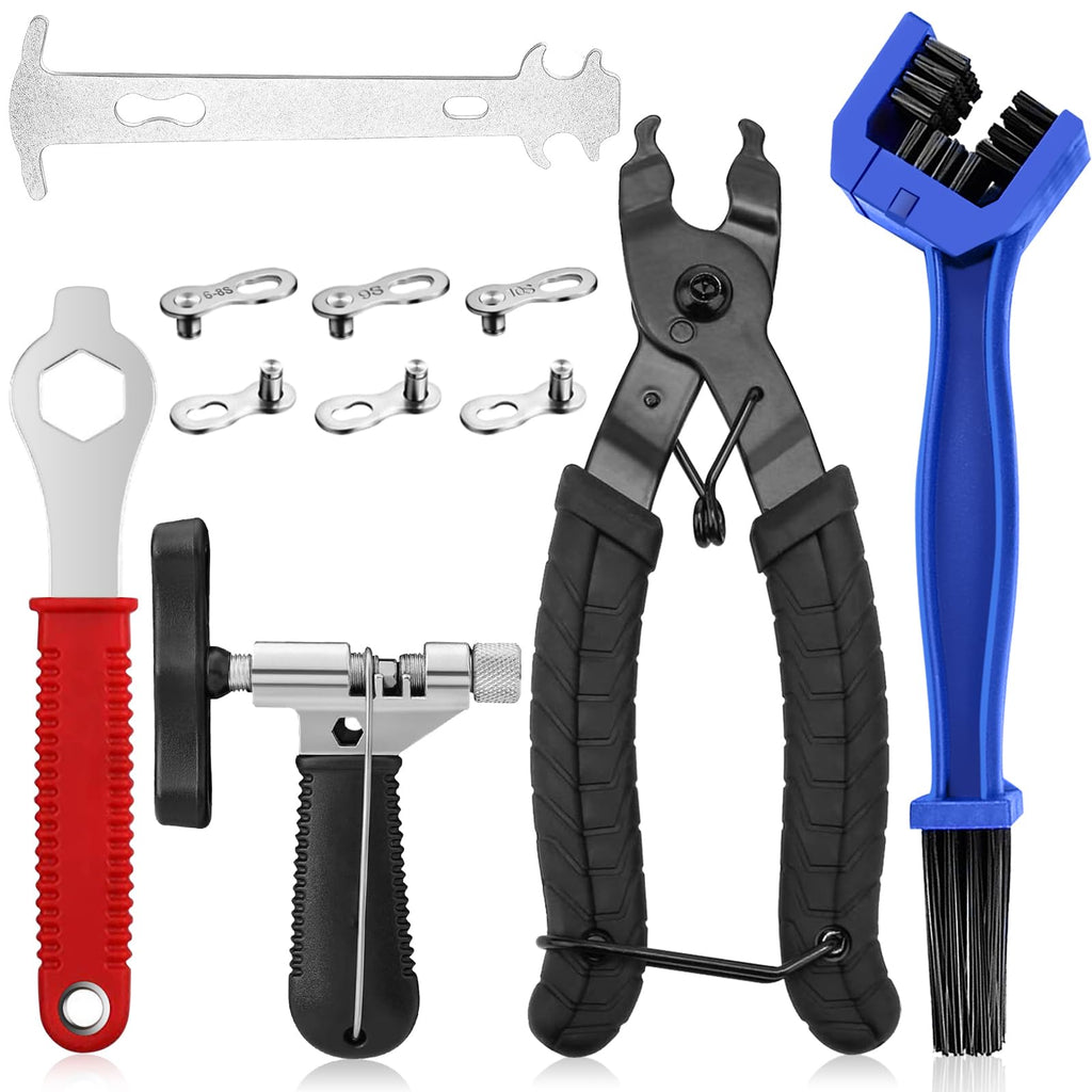 Bike Chain Tool Kit, 11Pcs Bicycle Chain Tool With Bike Link Plier, Bicycle Chain Breaker Splitter, Chain Wear Indicator And Cha