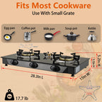 Besnerg Propane Stove 3 Burner Gas Stove, 34000 Btu High-Efficiency Auto Ignition Tempered Glass Lpg Cooktop With Csa Regulator