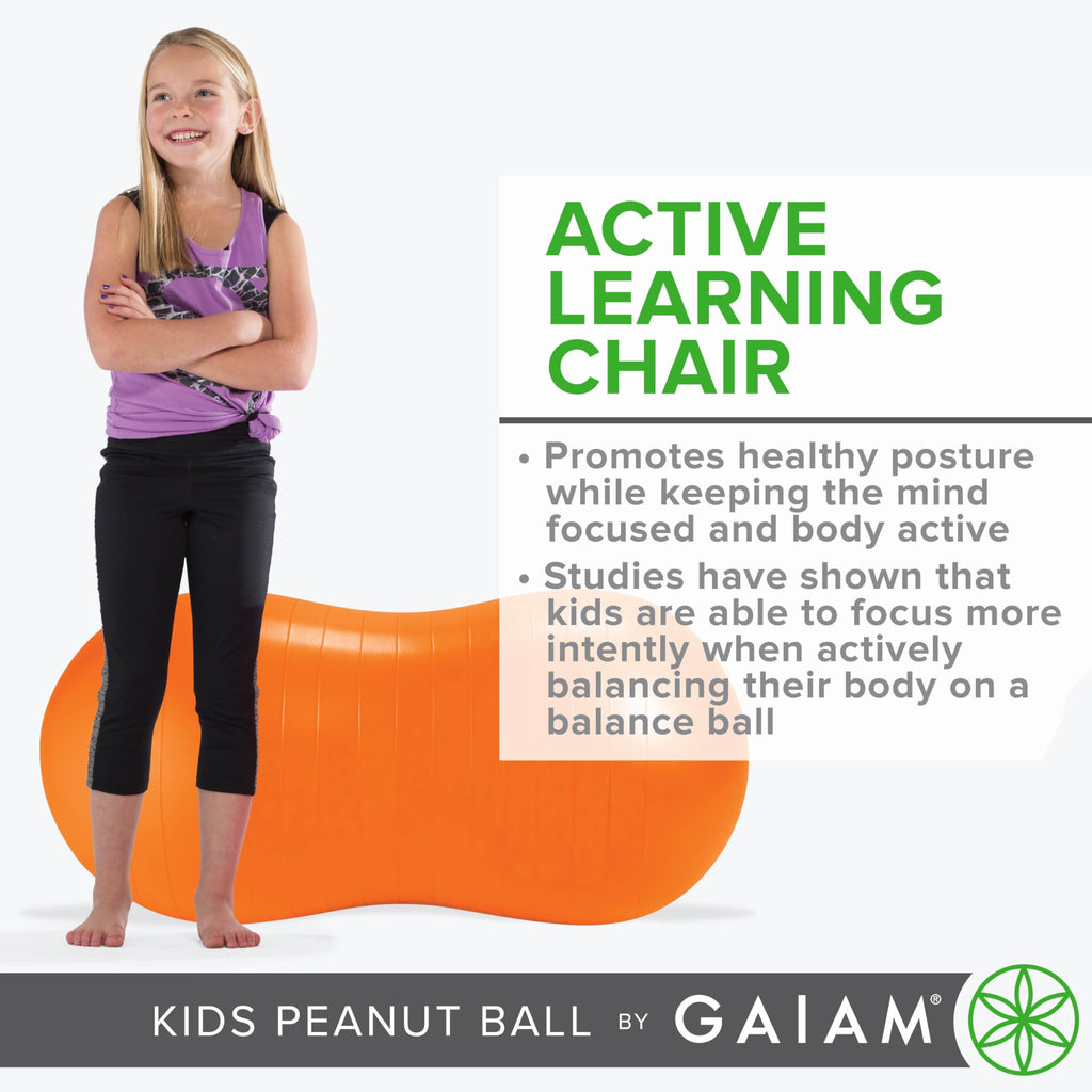 Gaiam Kids Active Seat Peanut Shaped Bounce Desk Chair -Exercise Yoga Balance Sitting Ball - Sensory Toys- Flexible Seating, Wig