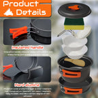 Camping Cooking Set,7Pcs Camping Pan Set For Backpack Cookware Pot And Pans Set, Survival Cooking Kit For Hiking Cooking Gear Ou