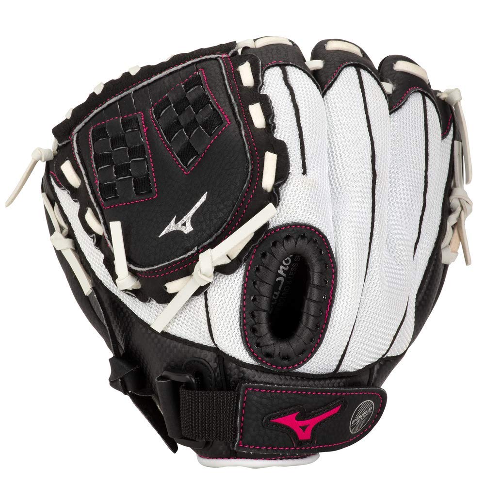 Mizuno Gpp1105F3 Prospect Finch Series Youth Softball Gloves, 11'', Left Hand Throw, White/Black/Pink Trident Web