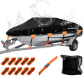 NEVERLAND Waterproof Boat Cover Trailerable - Heavy Duty Marine Grade Polyester Canvas Boat Cover Fits V Shape/V-Hull and Tri-Hu