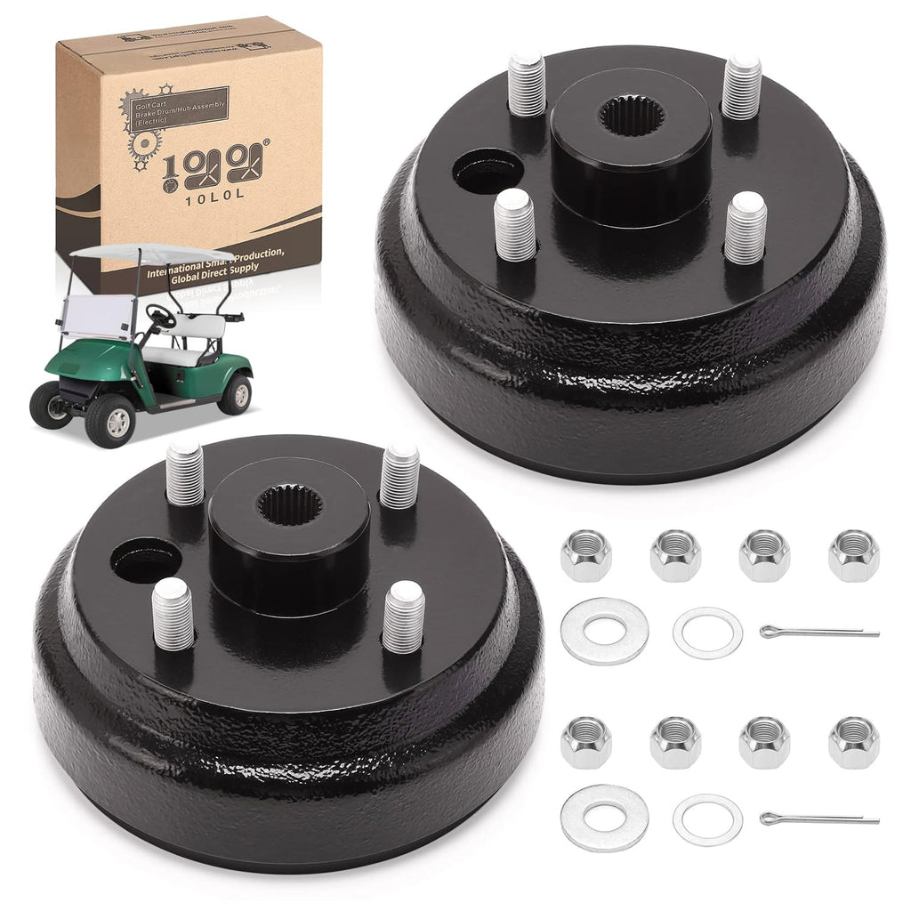 10L0L Golf Cart Brake Drum Hub Assembly (Electric) For Ezgo Txt Replaces Oem# 19186G1P, 2-Pack