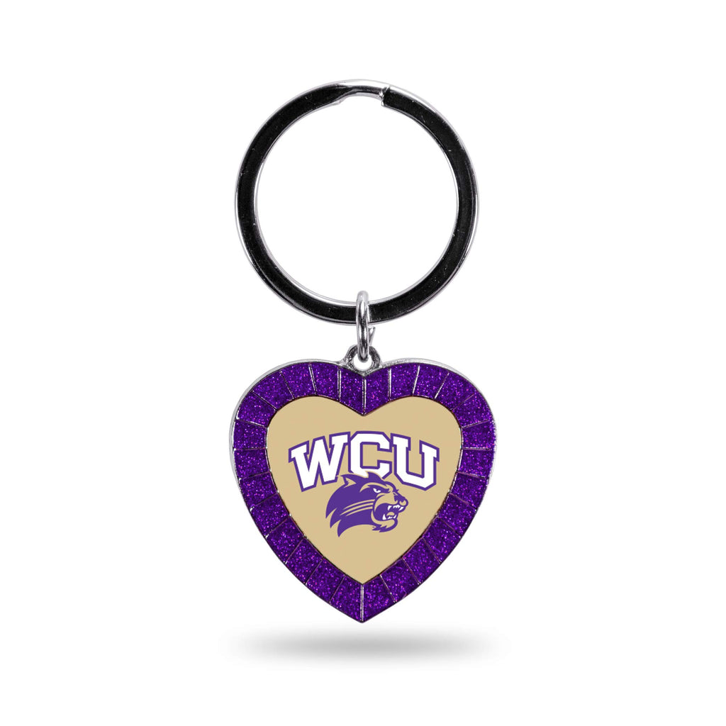 Rico Industries Ncaa Western Carolina Catamounts Ncaa Rhinestone Heart Colored Keychain, Purple, 3-Inches In Length