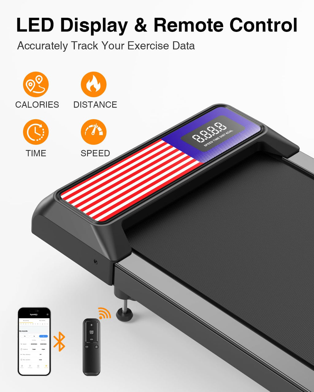 Rjop Walking Pad Treadmill Small With 8% Adjustable Incline And Removable Handle Bar, Compact Under Desk Treadmills For Home Sma