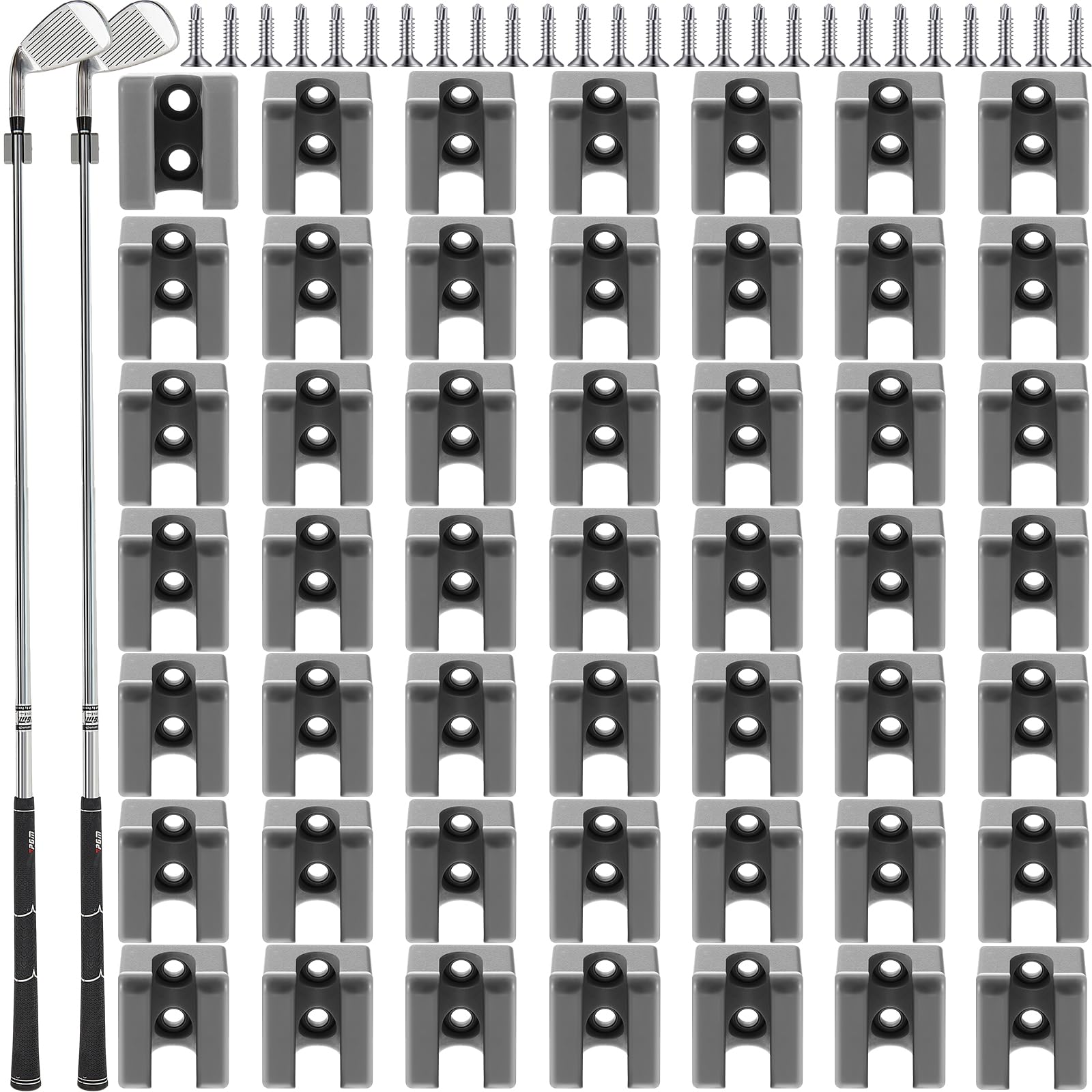 Deekin 30 Pcs Golf Club Hanger Holder Golf Club Wall Mount Rack Storage Organizer for Garage Hanger with 60 Pcs Screws for Wall 
