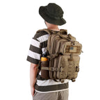 Hannibal Tactical 30L Molle Assault Pack, Tactical Backpack Military Army Camping Rucksack With Bottle Holder, 3-Day Pack, Khaki