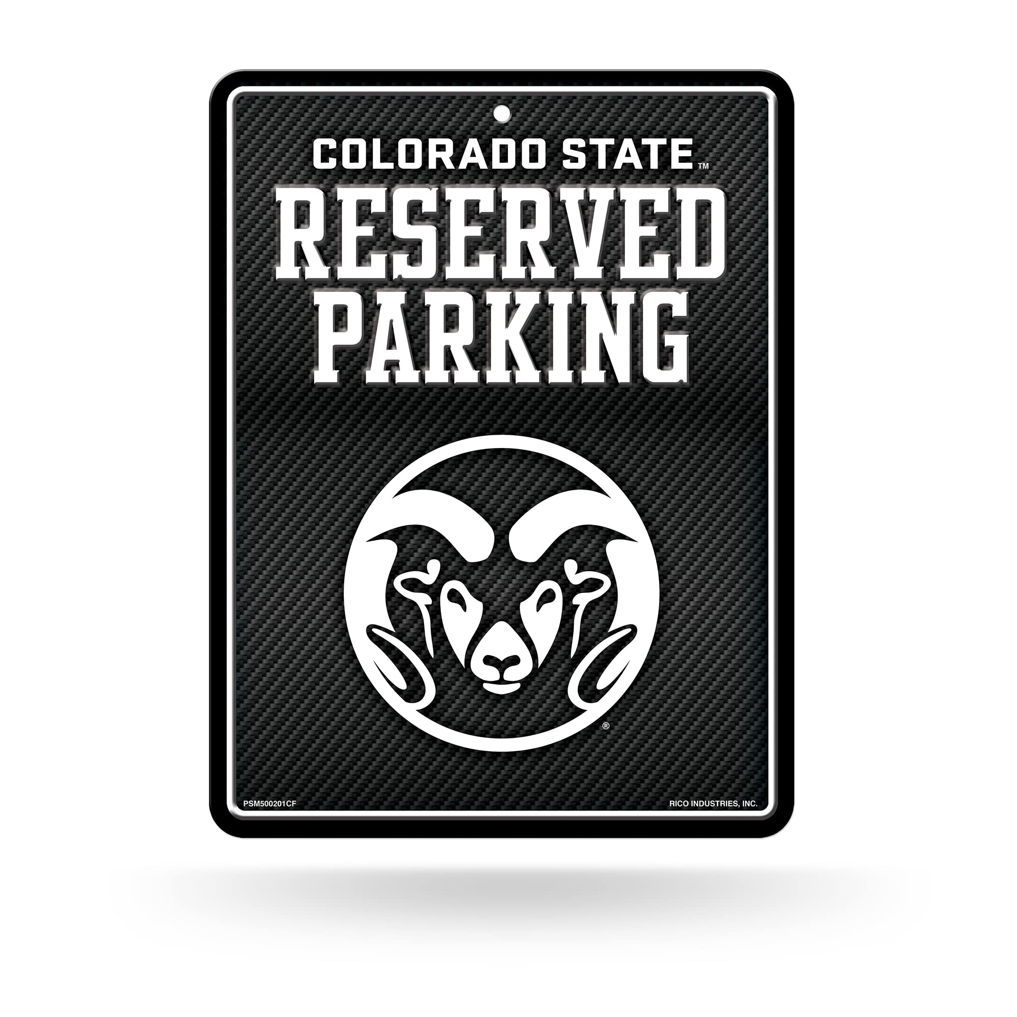 Rico Industries NCAA Colorado State Rams Metal Parking Sign 8.5 x 11 Carbon Fiber Metal Parking Sign - Great for Man Cave, Bed R