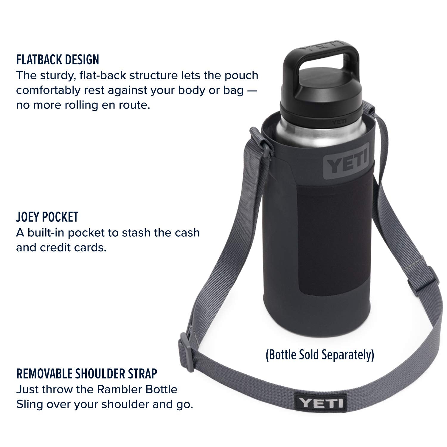 Yeti Large Bottle Sling For Rambler 26  36 Oz Bottles, Charcoal
