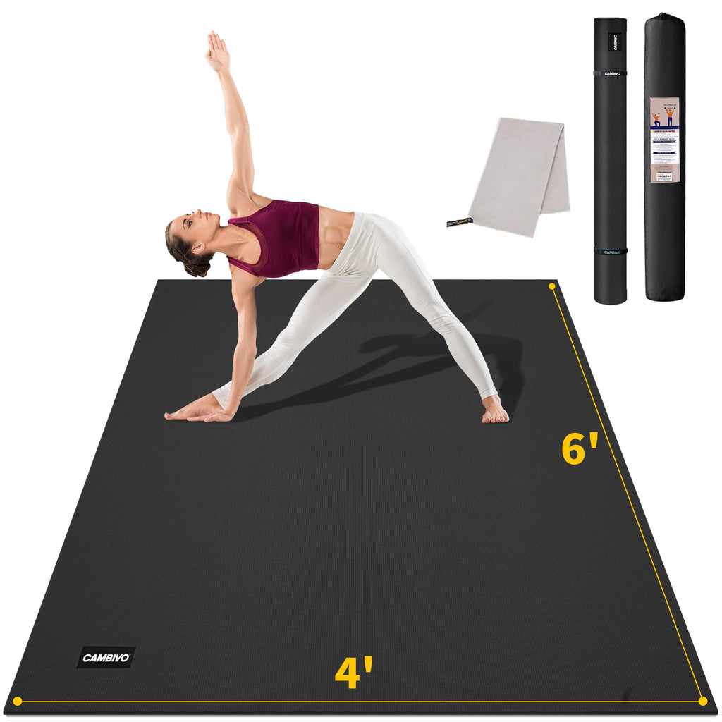 Cambivo Large Yoga Mat, Extra Thick Workout Mats For Home Gym, 6'X 4'X 8 Mm Non Slip Wide Exercise Mat For Pilates, Stretching O