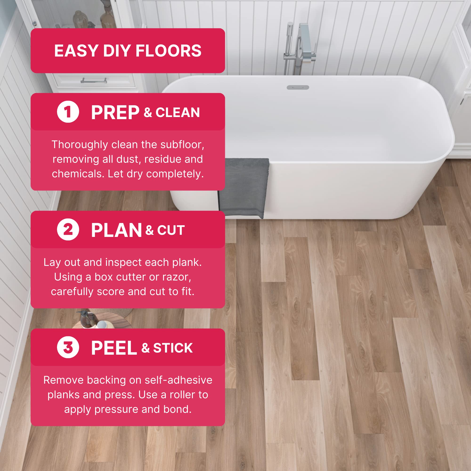 Lucida Surfaces Luxury Vinyl Flooring Tiles-Peel And Stick Floor Tile For Diy Installation-36 Wood-Look Planks-Honey-Basecore-54