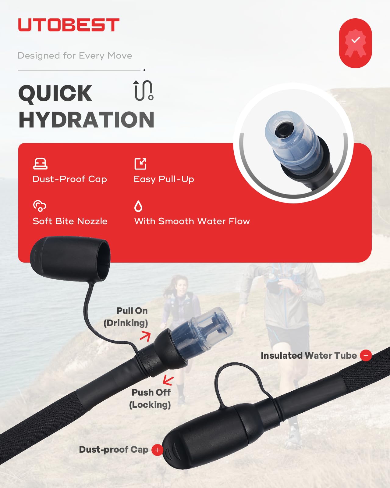 Utobest Hydration Bladder 1.5 L 2L 3L,Tpu Water Bladder,Water Bladder For Hiking Backpack,Bpa Free,Wide Opening,Leak-Proof,Water