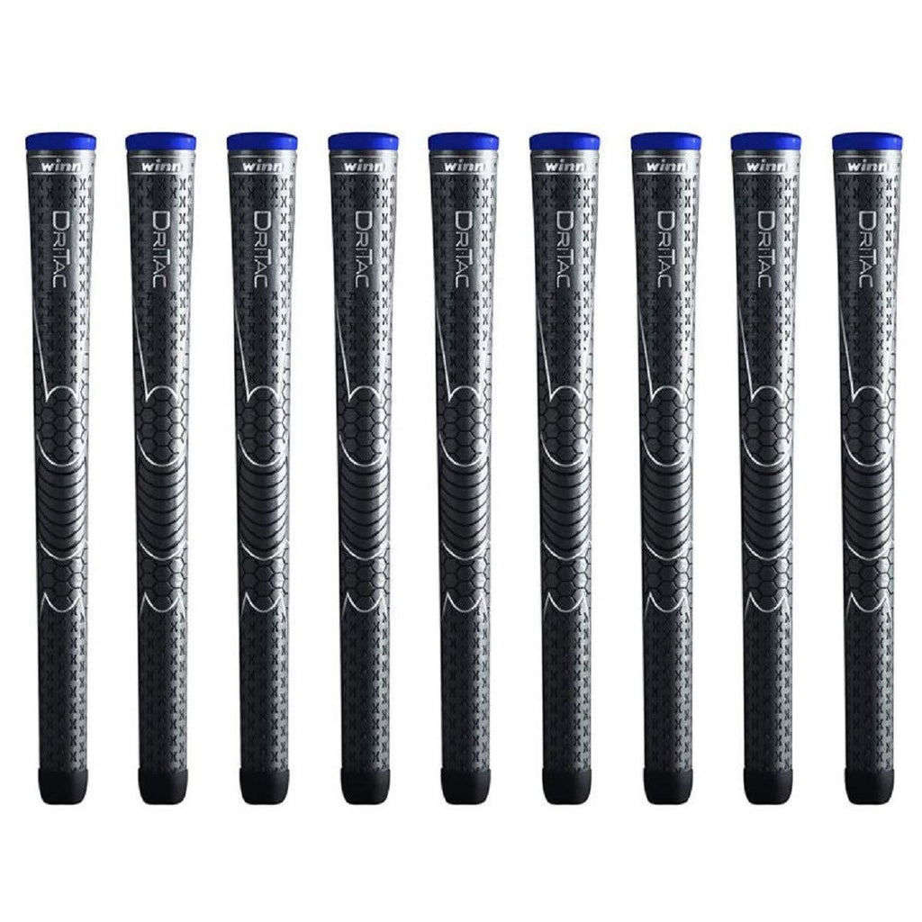 Winn Dri-Tac Midsize (+1/16'') Dark Gray - 9 Piece Golf Grip Bundle