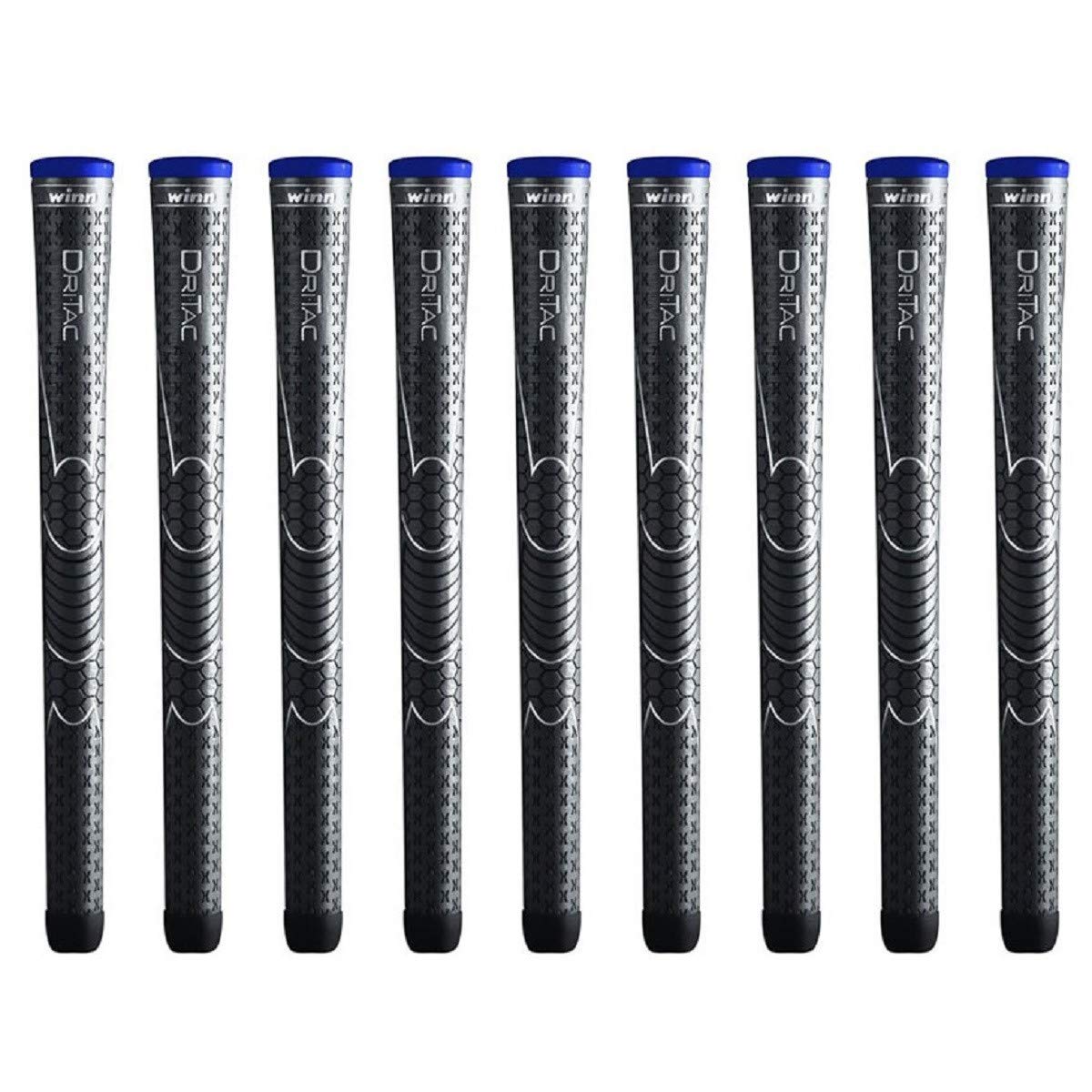 Winn Dri-Tac Midsize (+1/16'') Dark Gray - 9 Piece Golf Grip Bundle