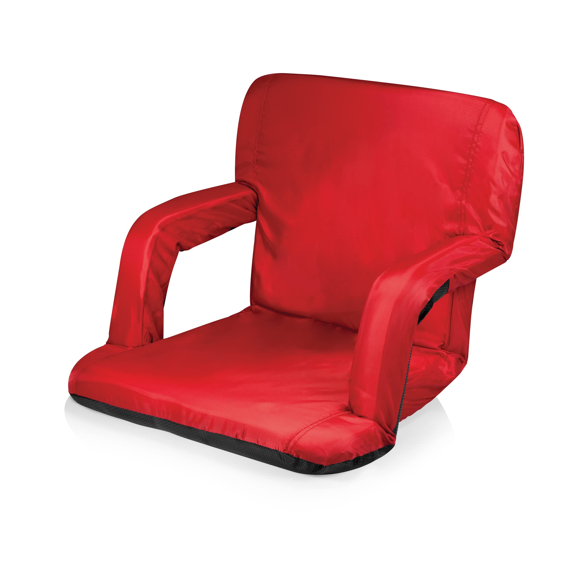 Oniva - A Picnic Time Brand Ventura Reclining Stadium Seat With Back Support - Bleacher Seat - Beach Floor Chair, (Red)
