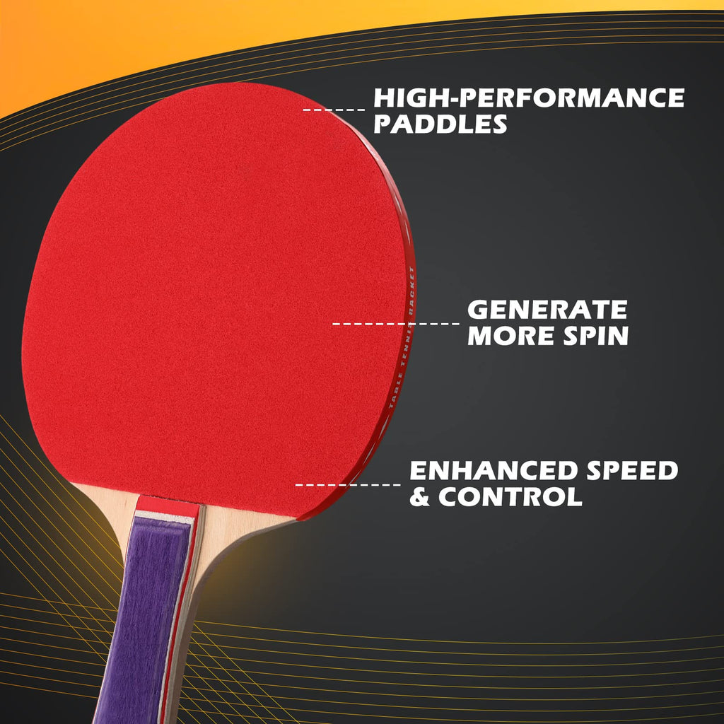 Outus 4 Set Portable Table Tennis Set Table Tennis Paddle Kit 8 Table Tennis Paddles And 12 Balls Table Tennis Racket Player Set