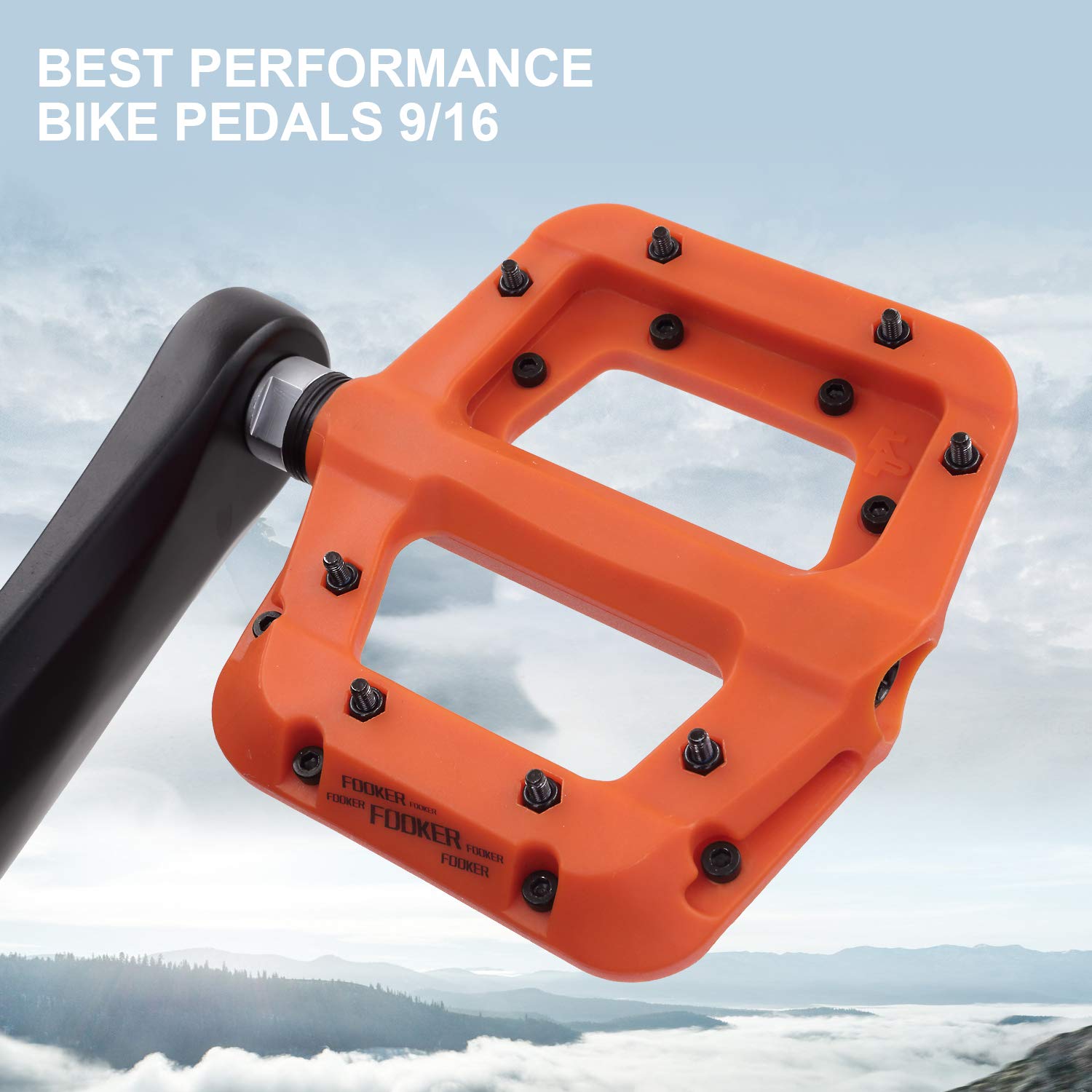 Fooker Mtb Pedals Mountain Bike Pedals 3 Bearing Non-Slip Lightweight Nylon Fiber Bicycle Platform Pedals For Bmx Mtb 9/16''