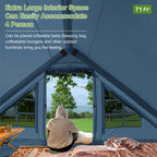 4-6 Person Inflatable Camping Tent, 9.8 * 7.2 Ft Glamping Inflatable Tents With Largetarps,2025 Update Zipper Door Easy Setup Bl