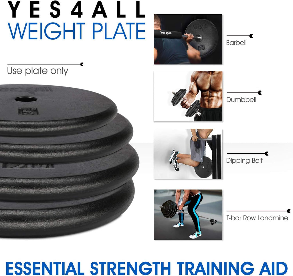 Yes4All Standard 1-Inch Cast Iron Weight Plates - 7.5Lbs X 4Pcs