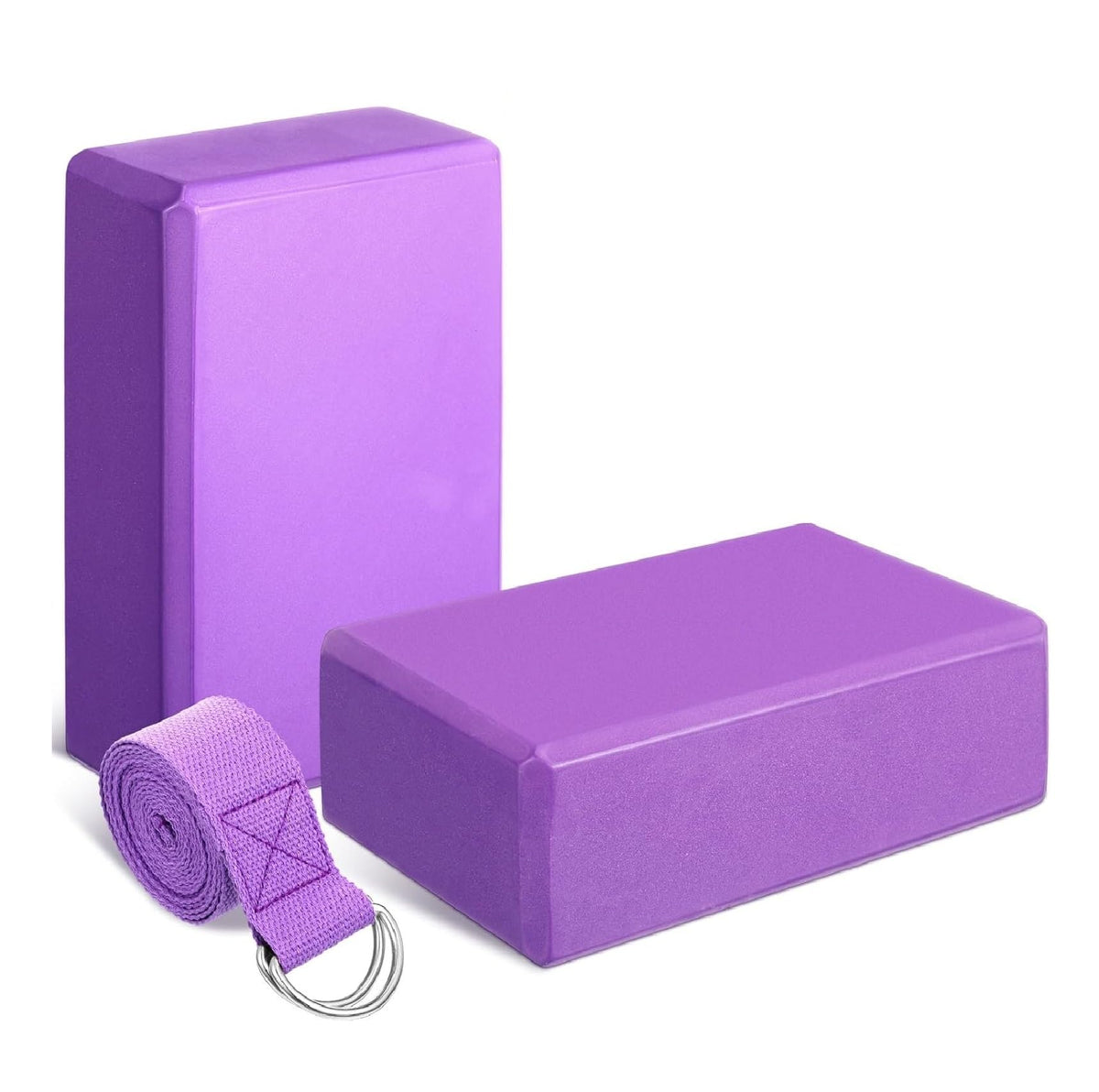 JELLEX High Density EVA Yoga Support Lightweight Odour Resistant and MoistureProof 2 Pc Blocks and Belt 6FT (Yoga Block & Strap