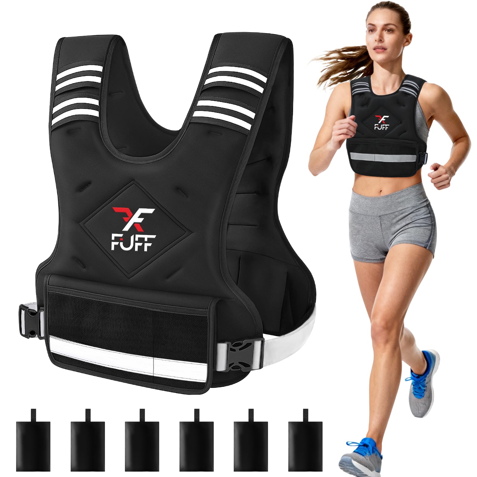 FUFF Weighted Vest Woman, 11-20 Lb Adjustable Weight Vest for Women Men, Female Strength Training Body Vest for Walking Exercise