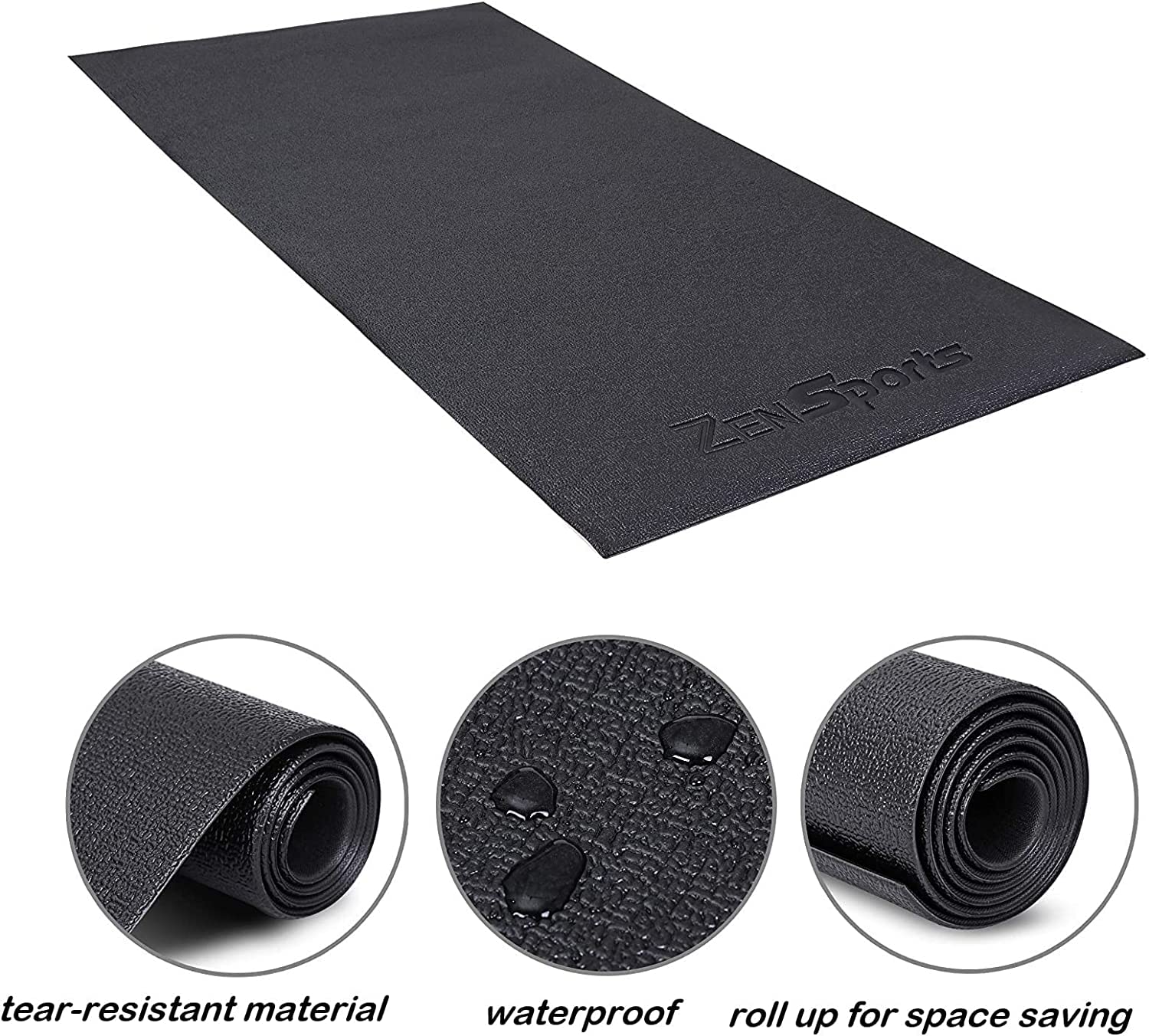 Zeny Exercise Equipment Mat Treadmill Mat 8X3 Ft Floor Mat High Density Fitness Gym Mat For Indoor Bike Cycling Mat,Jump Rope Ma