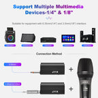 Fanfun Wireless Microphones, Dual Uhf Handheld Dynamic Mic With Receiver, 635Mm(14)Output,35Mm (18) Adapter,160Ft Range, Metal R