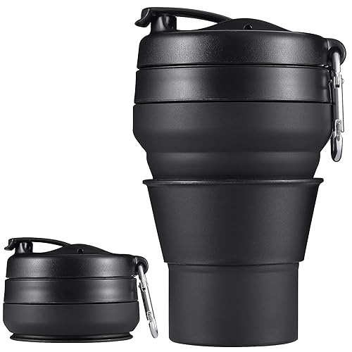 Easyxq Collapsible Travel Cup, 20 Oz 600Ml Silicone Folding Camping Cup, Leak Proof Bpa Free Portable Cup, Sport Bottle With Lid