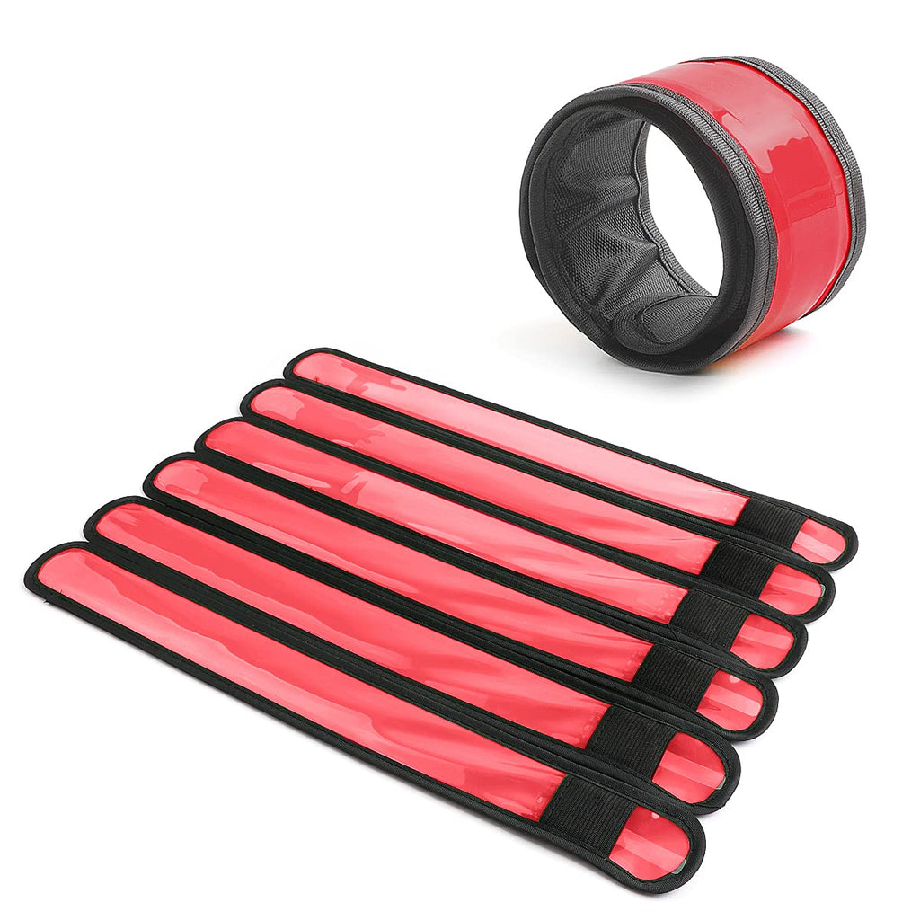 Esonstyle 6 Pcs Red Led Light Up Band Slap Bracelets, Night Safety Wrist Band For Cycling Walking Running Concert Camping Outdoo