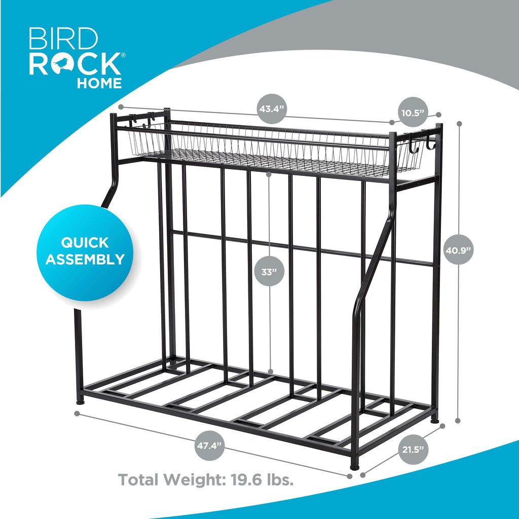 Birdrock Home Bike Rack Garage Storage Floor Stand - Freestanding Organizer For Outdoor Yard - Upright Wall Mount For Scooters,
