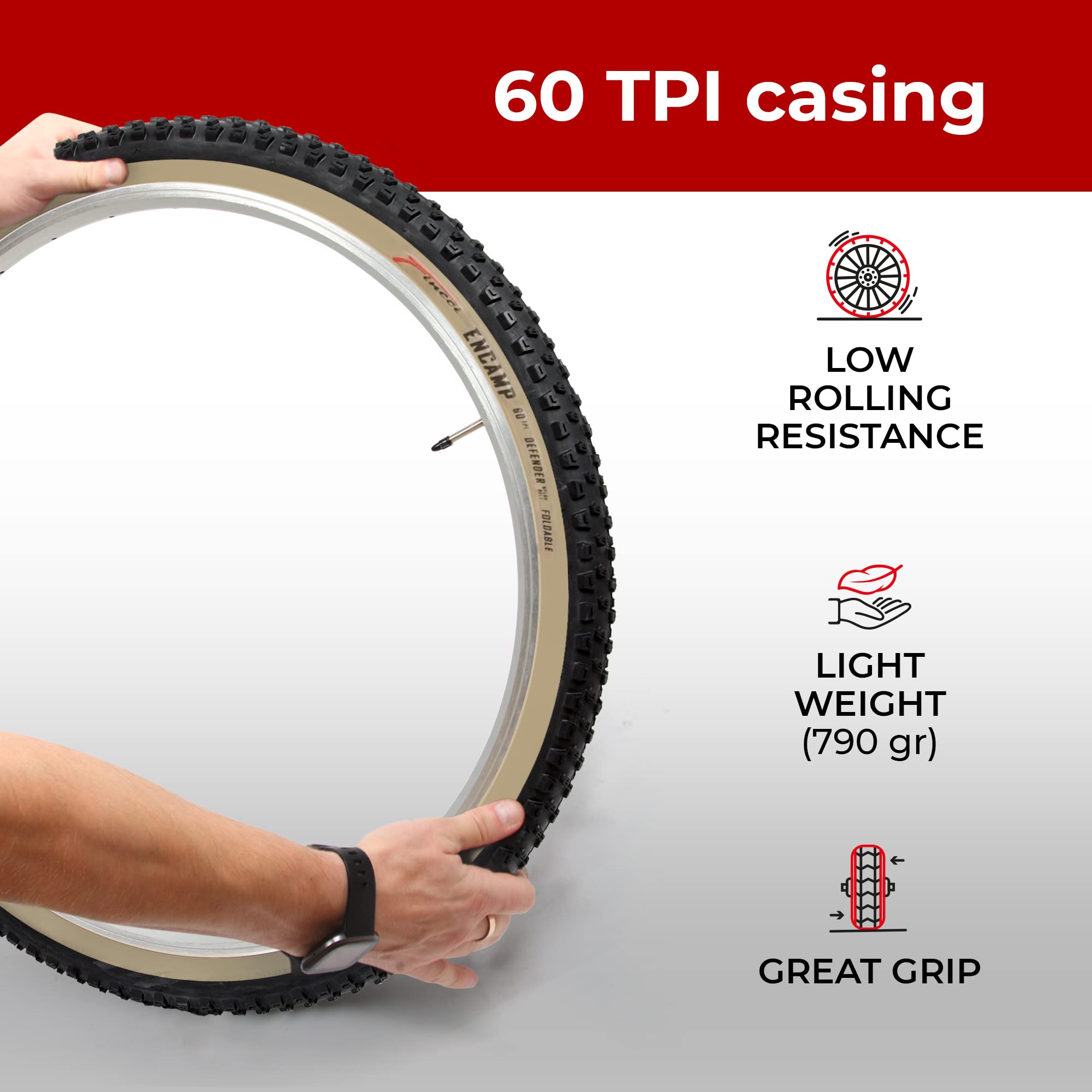 Fincci Pair 27.5 X 2.25 Inch Mountain Bike Tire 57-584 Foldable 60 Tpi Tires With Nylon Protection For All Mountain Enduro Mtb H