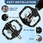 Pxqual SPD Bike Pedals - SPD Clipless & Flat Platform Combo Pedals for MTB & Road Bikes,9/16 Aluminum Alloy Sealed Bearing, Easy