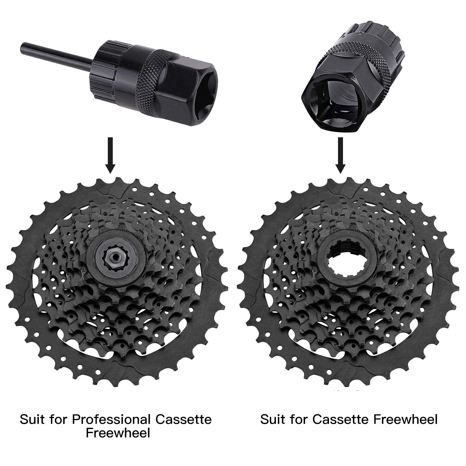 Qkurt Cassette Lockring Tools Set, 2Pcs Cassette Removal Tool Freewheel Maintenance Tool