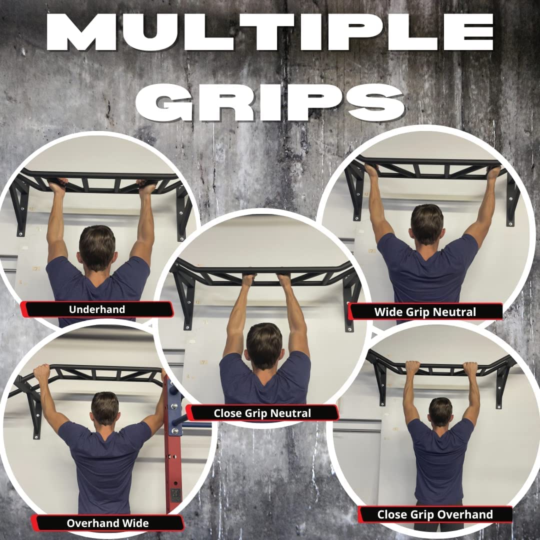 Gronk Fitness - Ceiling Mounted Multi-Grip Chin Up Bar - Pull-Up Bar For Home - Mounted Pull Up Bar - Perfect For Bodybuilding &