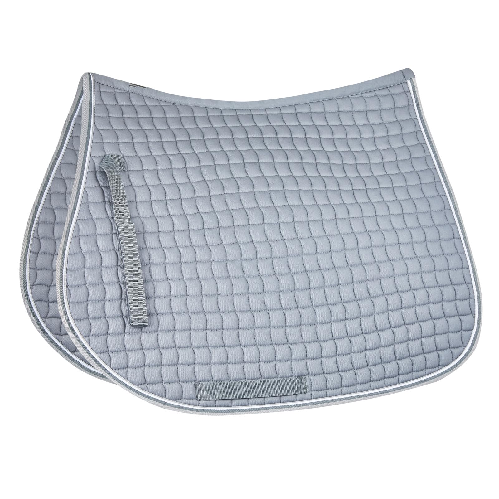 HORZE Adepto Padded All Purpose Quilted Equestrian Saddle Pad for Horses with Two-Tone Trim - Steel Grey - Horse