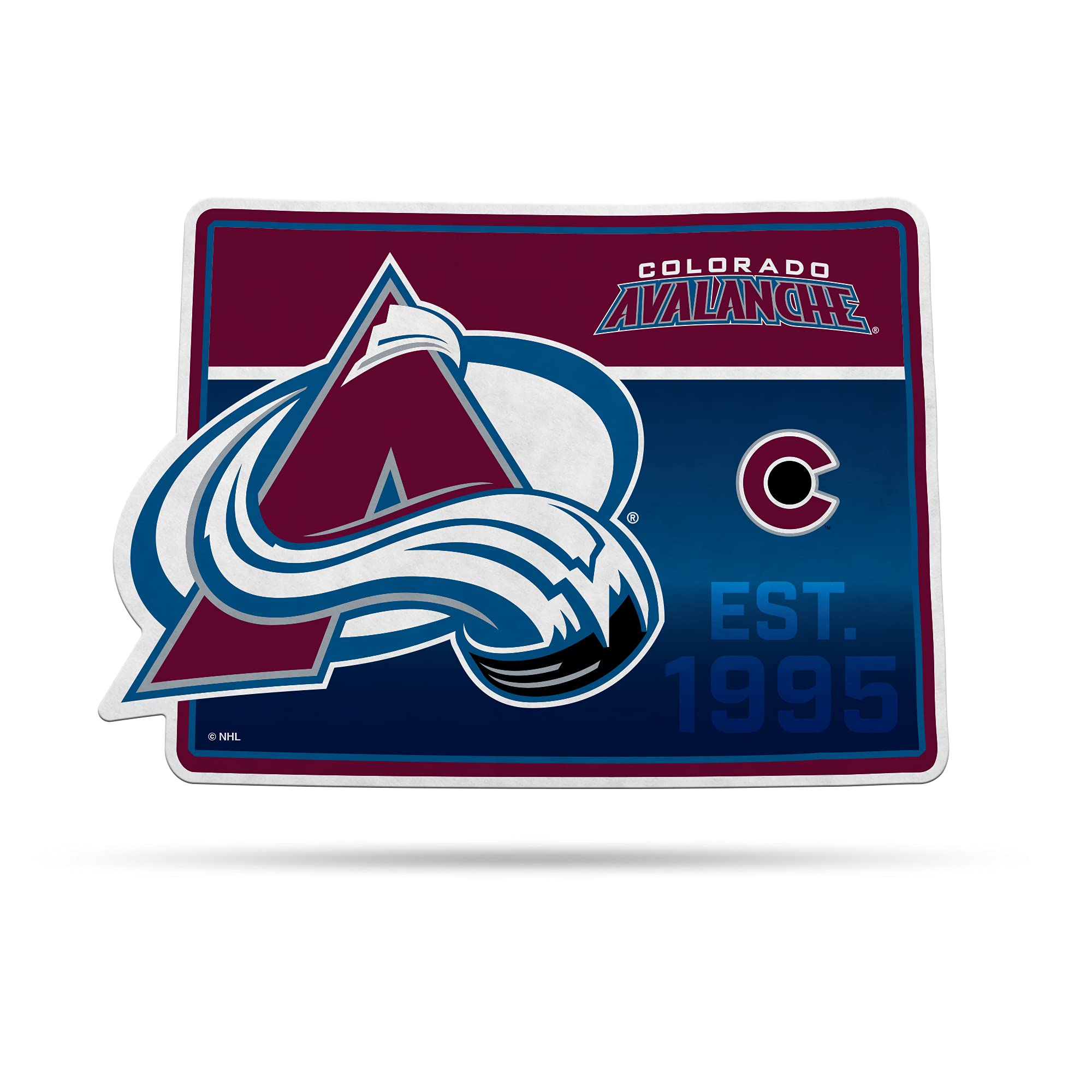 Rico Industries Nhl Colorado Avalanche State Shape Shape Cut Pennant - Home And Living Room D  Cor - Soft Felt Ez To Hang
