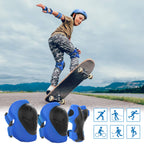 WayEee Kids Bike Helmet Set Skateboard Knee Pads, 7PCS Protective Gear Adjustable for Girls Boys 3-10 Age Elbow Pads Wrist Guard