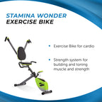 Stamina Wonder Exercise Bike | Build Upper And Lower Body Strength On One Machine | Includes Two Online Workout Videos, Chartreu