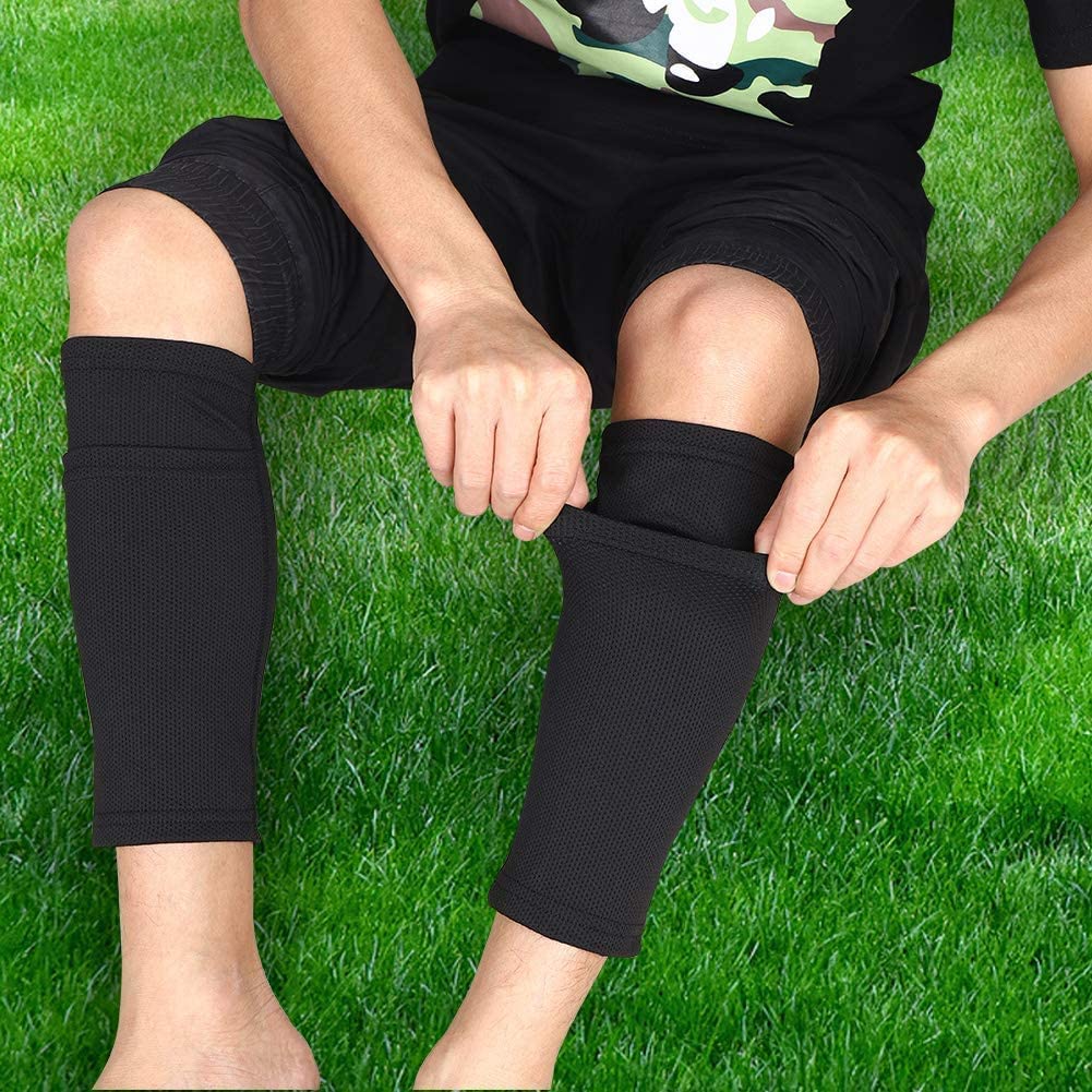 Soccer Shin Guard Sock, Leg Performance Support Football Compression Calf Sleeves With Pocket Can Holding Shin Pads, Comfort Bre