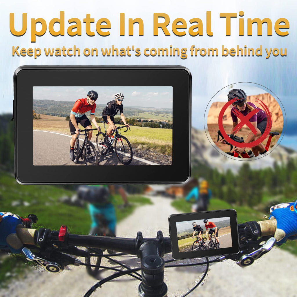 Bike Camera Rechargeable Battery 360 Rotation - 3 Mins Easy Install Handlebar Bicycle Camera With Rear View Monitor Color Night