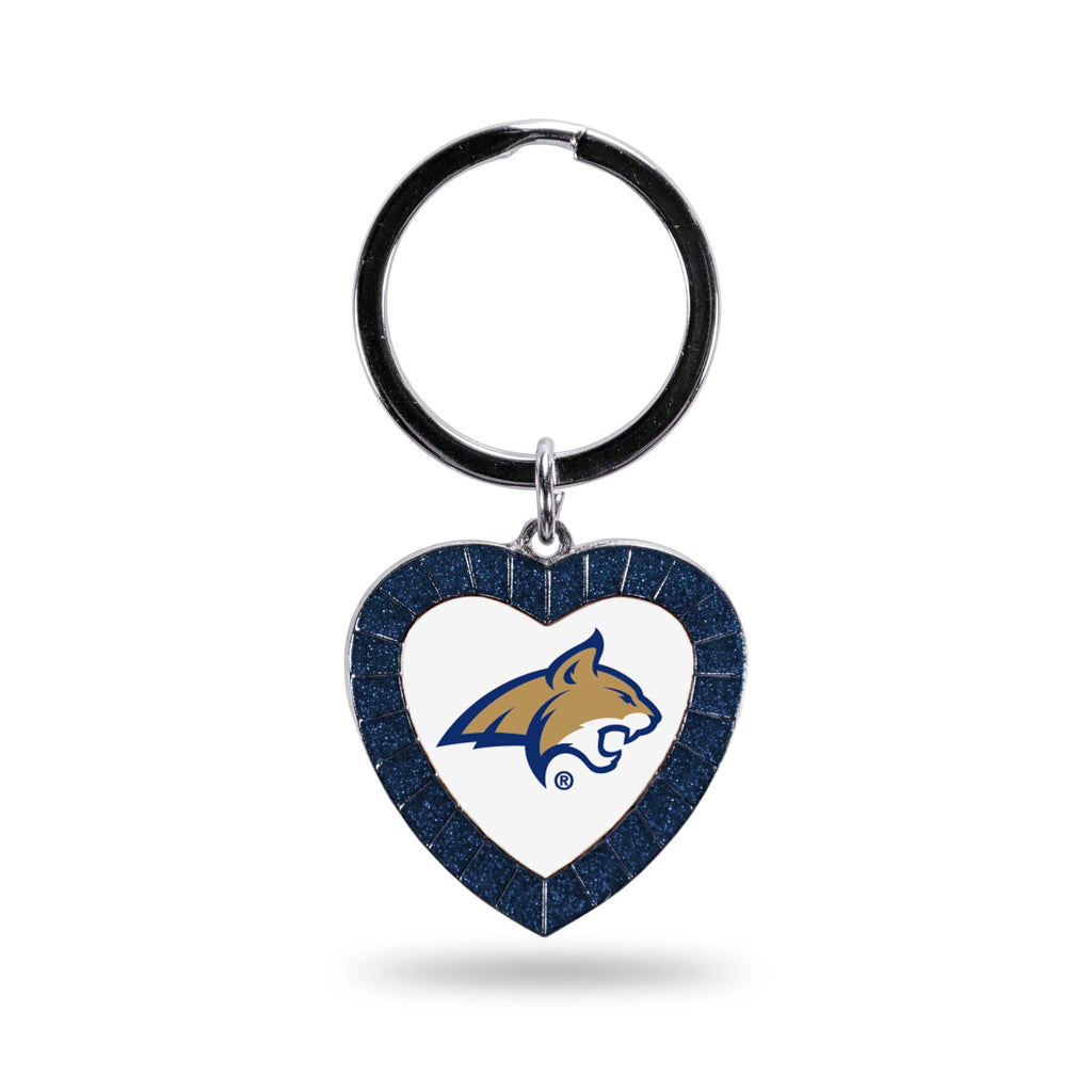Rico Industries Ncaa Montana State Bobcats Ncaa Rhinestone Heart Colored Keychain, Navy, 3-Inches In Length