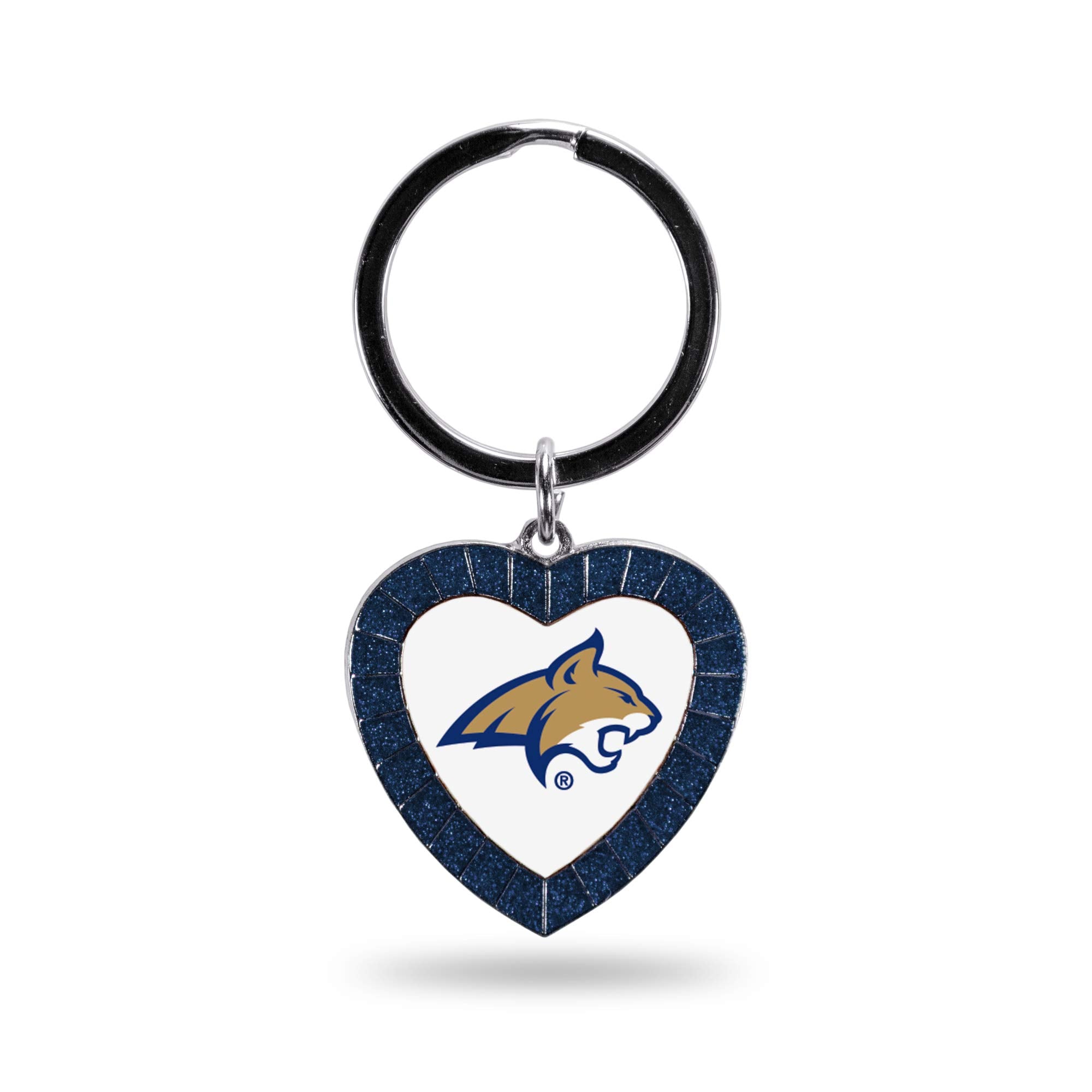 Rico Industries Ncaa Montana State Bobcats Ncaa Rhinestone Heart Colored Keychain, Navy, 3-Inches In Length