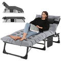 LILYPELLE Adjustable 4-Position Camping Cot, 500lbs, Folding Chaise with Pillow, Outdoor Portable Furniture for Adults, Cot Bed 