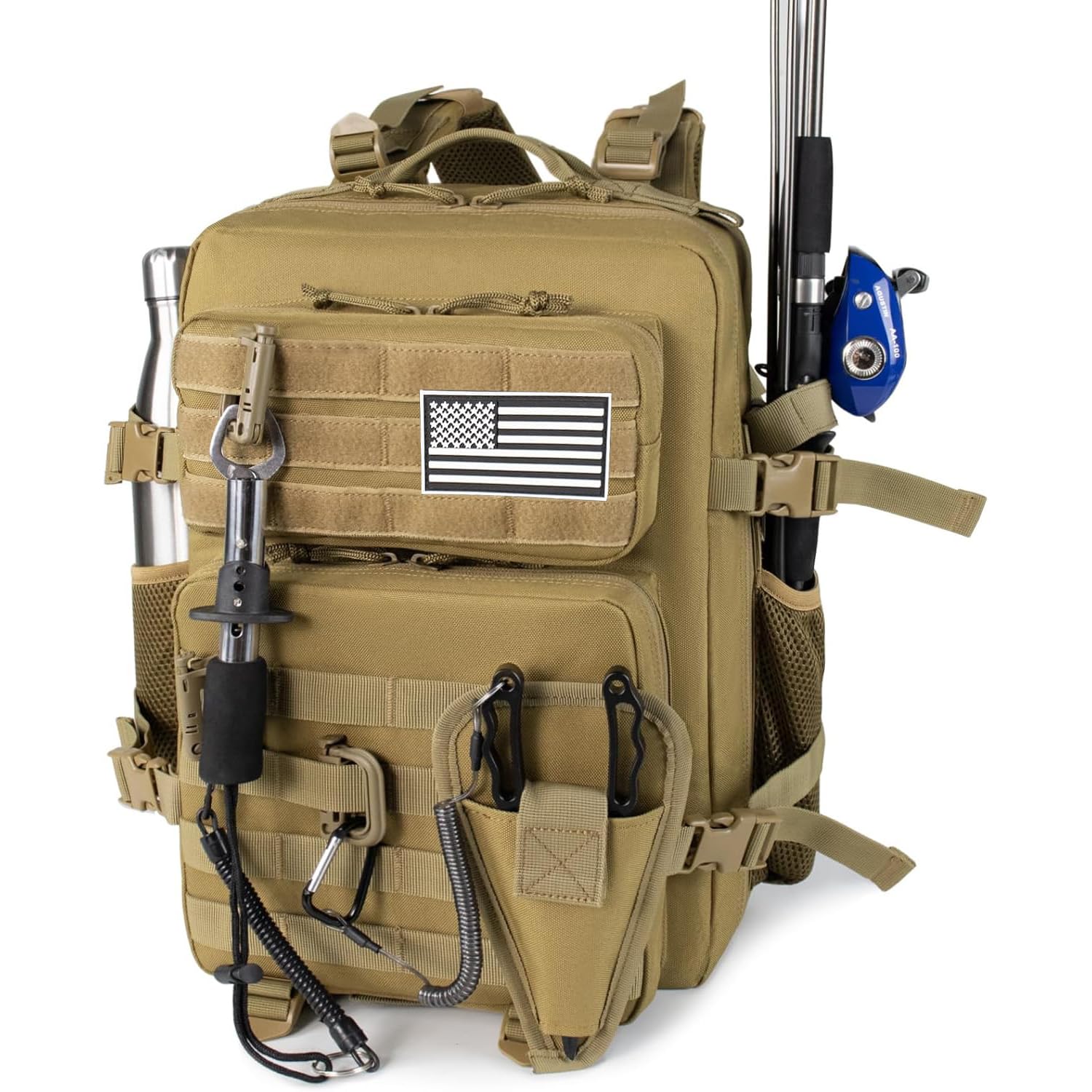 Small Tactical Fishing Tackle Backpack With Removable Plier Holder & Rod Holders Storage Fishing Gear And Equipment Tackle Bag F